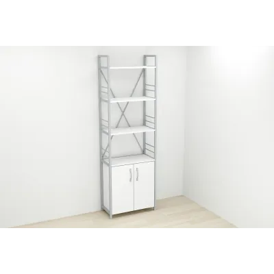 Этажерка 4/60 Ferrum-decor Серии Конект с тумбой 179x60x28 Серый ДСП Белое (FD1077) Этажерка 4/60 Ferrum-decor Серии Конект с тумбой 179x60x28 Серый ДСП Белое (FD1077)