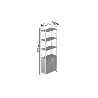 Етажерка 4/60 Ferrum-decor Серії Конект із тумбою 179x60x28 Білий ДСП Бетон (FD1076)