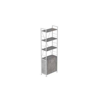 Этажерка 4/60 Ferrum-decor Серии Конект с тумбой 179x60x28 Белый ДСП Бетон (FD1076) Этажерка 4/60 Ferrum-decor Серии Конект с тумбой 179x60x28 Белый ДСП Бетон (FD1076)