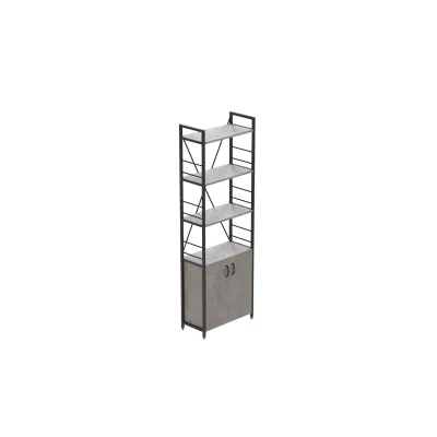 Этажерка 4/60 Ferrum-decor Серии Конект с тумбой 179x60x28 Черный ДСП Бетон (FD1069) Этажерка 4/60 Ferrum-decor Серии Конект с тумбой 179x60x28 Черный ДСП Бетон (FD1069)