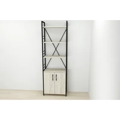 Етажерка 4/60 Ferrum-decor Серії Конект із тумбою 179x60x28 Чорний ДСП Сонома (FD1066)