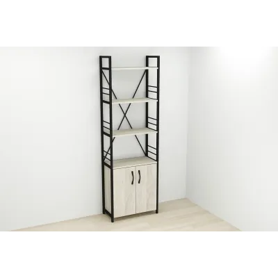 Этажерка 4/60 Ferrum-decor Серии Конект с тумбой 179x60x28 Черный ДСП Сонома (FD1066) Этажерка 4/60 Ferrum-decor Серии Конект с тумбой 179x60x28 Черный ДСП Сонома (FD1066)