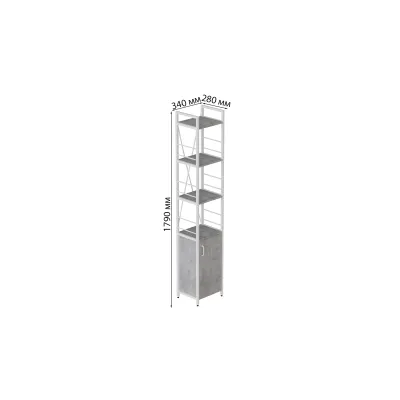 Етажерка 4/34 Ferrum-decor Серії Конект із тумбою 179x34x28 Білий ДСП Бетон (FD1055)