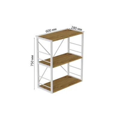 Етажерка 3/60 Ferrum-decor Серії Конект 73x60x28 Білий ДСП Дуб Артізан 16 мм