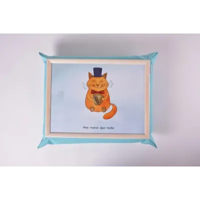Піднос на подушці No Brand Mr. Cat Блакитний (112751)