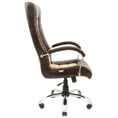 Офисное Кресло Руководителя Richman Атлант Титан Dark Brown-Beige Хром М1 Tilt Бежево-коричневое