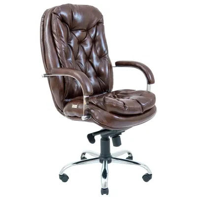 Офісне Крісло Керівника Richman Венеція Мадрас Dark Brown Хром M1 Tilt Коричневе