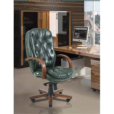 Офісне Крісло Керівника Richman Венеція Мадрас Green India Wood М2 AnyFix Зелене