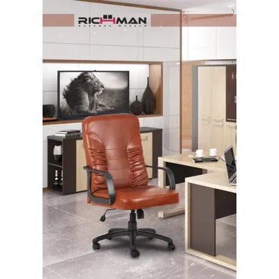Офісне Крісло Керівника Richman Техас Мадрас Dark Brown Пластик М3 MultiBlock Коричневе