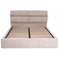 Ліжко двоспальне Richman Единбург Comfort 160 х 200 см Rosto 13 З підйомним механізмом та нішою для білизни Бежеве