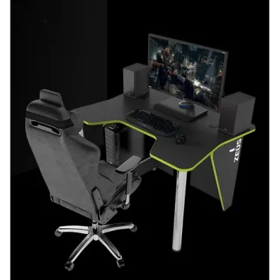 Игровой стол ZEUS IGROK-3L, черный/зеленый с LED подсветкой Игровой стол ZEUS IGROK-3L, черный/зеленый с LED подсветкой