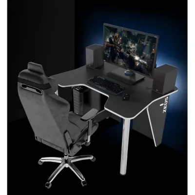 Игровой стол ZEUS IGROK-3L, черный/белый с LED подсветкой Игровой стол ZEUS IGROK-3L, черный/белый с LED подсветкой