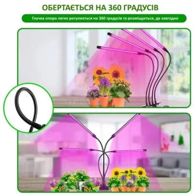 Світлодіодна фітолампа Full Spectrum 4в1 GrowLight 8 режимів яскравості + таймер управління (OJ146IU)