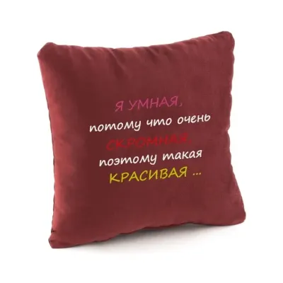 Подушка подарункова Kotico Я розумна Бордо (PW_300_fk)