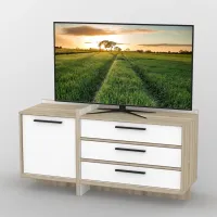 Тумба под телевизор Тиса Мебель ТВ-301 Дуб сонома Белый 67x42x130 см