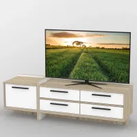Тумба под телевизор Тиса Мебель ТВ-302 Дуб сонома Белый 51x42x160 см