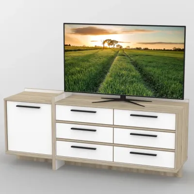 Тумба під телевізор Тиса Мебель ТВ-303 Дуб сонома Білий 67x12x160 см