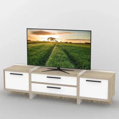 Тумба під телевізор Тиса Мебель ТВ-304 Дуб сонома Білий 51x42x180 см