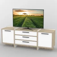 Тумба под телевизор Тиса Мебель ТВ-305 Дуб сонома Белый 67x42x180 см