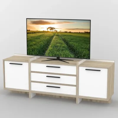 Тумба під телевізор Тиса Мебель ТВ-305 Дуб сонома Білий 67x42x180 см
