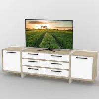 Тумба під телевізор Тиса Мебель ТВ-307 Дуб сонома Білий 67x42x210 см Тумба під телевізор Тиса Мебель ТВ-307 Дуб сонома Білий 67x42x210 см