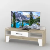 Тумба под телевизор Тиса Мебель ТВ-311 Дуб сонома Белый 60x44x140 см