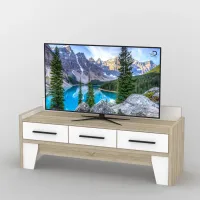 Тумба под телевизор Тиса Мебель ТВ-320 Дуб сонома Белый 60x44x140 см