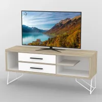 Тумба под телевизор Тиса Мебель ТВ-325 Дуб сонома Белый 65x44x150 см