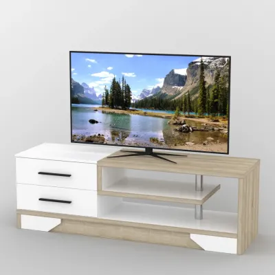 Тумба під телевізор Тиса Мебель ТВ-330 Дуб сонома Білий 50x44x150 см