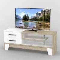 Тумба під телевізор Тиса Мебель ТВ-331 Дуб сонома Білий 60x44x150 см
