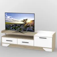 Тумба под телевизор Тиса Мебель ТВ-337 Дуб сонома Белый 57x44x180 см