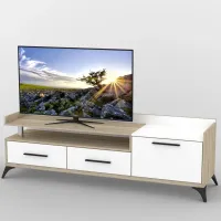 Тумба під телевізор Тиса Мебель ТВ-341 Дуб сонома Білий 58x54x190 см Тумба під телевізор Тиса Мебель ТВ-341 Дуб сонома Білий 58x54x190 см