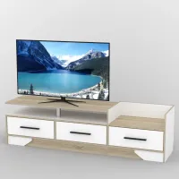 Тумба под телевизор Тиса Мебель ТВ-344 Дуб сонома Белый 50x44x180 см