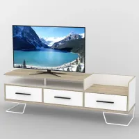 Тумба під телевізор Тиса Мебель ТВ-347 Дуб сонома Білий 46x44x180 см Тумба під телевізор Тиса Мебель ТВ-347 Дуб сонома Білий 46x44x180 см