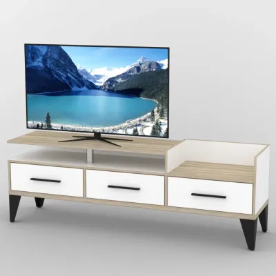 Тумба под телевизор Тиса Мебель ТВ-350 Дуб сонома Белый 61x44x180 см
