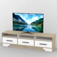 Тумба под телевизор Тиса Мебель ТВ-351 Дуб сонома Белый 48x44x180 см