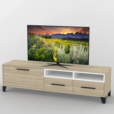 Тумба під телевізор Тиса Мебель ТВ-370 Дуб сонома Білий 49x44x180 см