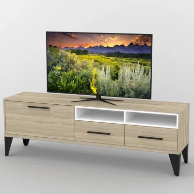 Тумба під телевізор Тиса Мебель ТВ-371 Дуб сонома Білий 60x44x180 см