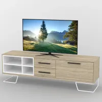 Тумба под телевизор Тиса Мебель ТВ-375 Дуб сонома Белый 55x44x180 см