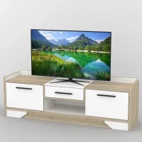 Тумба под телевизор Тиса Мебель ТВ-380 Дуб сонома Белый 58x44x180 см