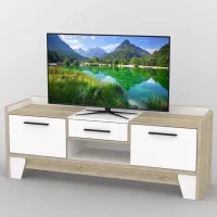 Тумба под телевизор Тиса Мебель ТВ-381 Дуб сонома Белый 68x44x180 см