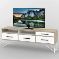 Тумба під телевізор Тиса Мебель ТВ-390 Дуб сонома Білий 65x44x180 см