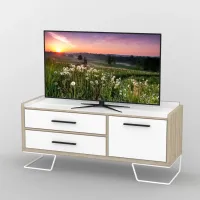 Тумба під телевізор Тиса Мебель ТВ-405 Дуб сонома Білий 63x44x139 см