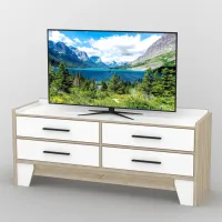 Тумба під телевізор Тиса Мебель ТВ-410 Дуб сонома Білий 68x44x156 см