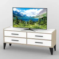 Тумба під телевізор Тиса Мебель ТВ-415 Дуб сонома Білий 68x44x156 см