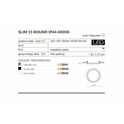Точковий світильник AZzardo SLIM 15 ROUND IP44 4000K AZ2842