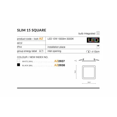 Точковий світильник AZzardo SLIM 15 SQUARE IP44 3000K AZ2836