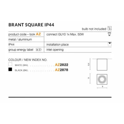 Точечный светильник AZzardo BRANT SQUARE IP44 AZ2878