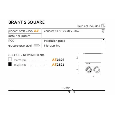 Точечный светильник AZzardo BRANT 2 SQUARE AZ2826