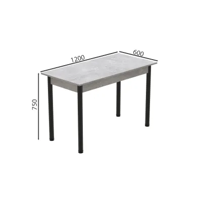 Стол кухонный Ferrum-decor Бенита 75x120x60 Черный ДСП Бетон 16мм (BEN0007)